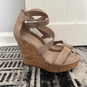 Charles By Charles David Beige Wedge Heels